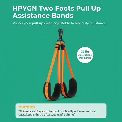 HPYGN Two Foots Pull Up Assistance Bands, Heavy Duty Resistance Band for Pull Up Bar, Adjustable Weight/Size with Fabric Feet/Knee Rest, Bands for Pull Up Assist for Strength Training, Pull Up