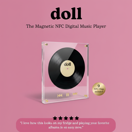 doll — Máy Phát Nhạc Kỹ Thuật Số NFC Dạng Nam Châm | Đĩa Than Acrylic Gắn Tủ Lạnh (Kèm 9 Chip NFC)