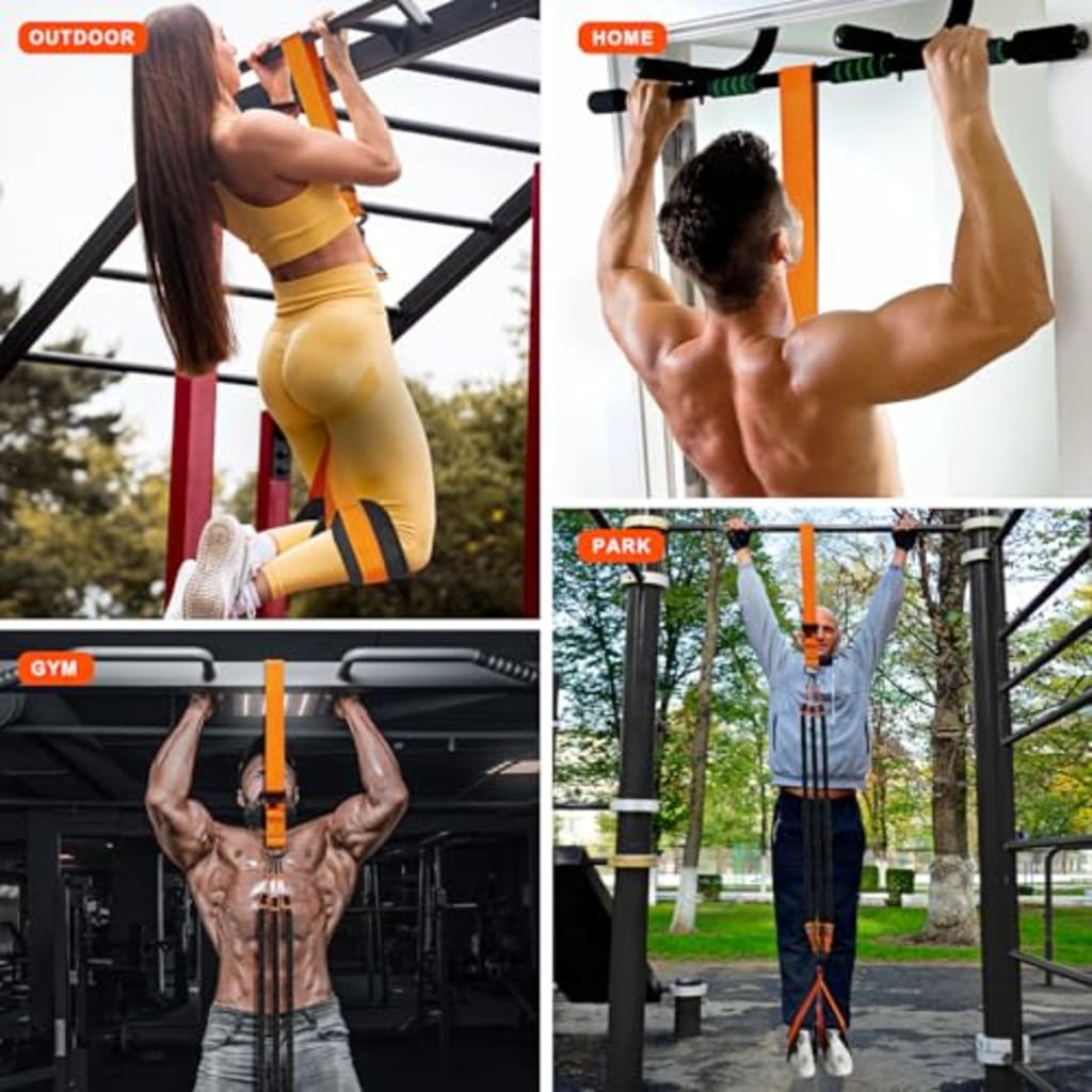HPYGN Two Foots Pull Up Assistance Bands, Heavy Duty Resistance Band for Pull Up Bar, Adjustable Weight/Size with Fabric Feet/Knee Rest, Bands for Pull Up Assist for Strength Training, Pull Up