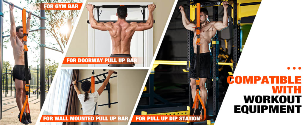 HPYGN Two Foots Pull Up Assistance Bands, Heavy Duty Resistance Band for Pull Up Bar, Adjustable Weight/Size with Fabric Feet/Knee Rest, Bands for Pull Up Assist for Strength Training, Pull Up