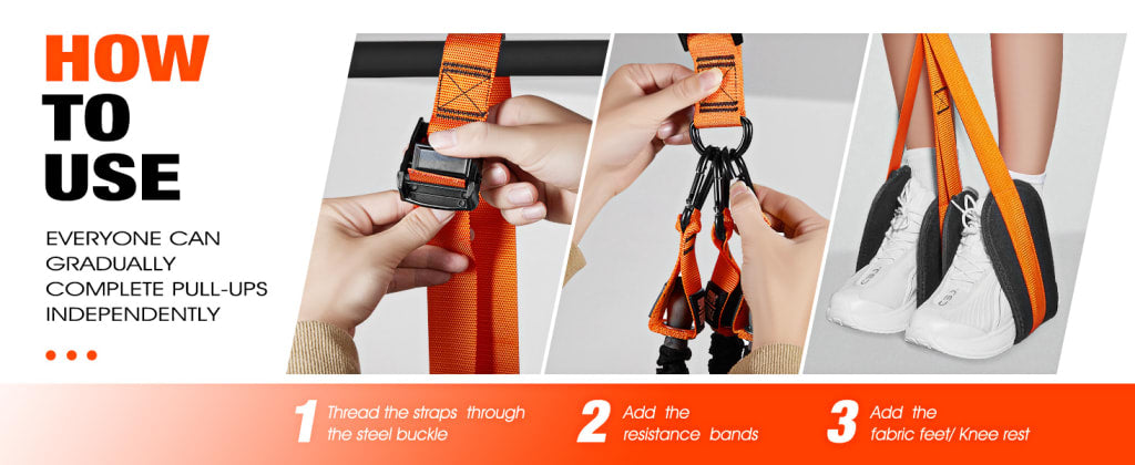 HPYGN Two Foots Pull Up Assistance Bands, Heavy Duty Resistance Band for Pull Up Bar, Adjustable Weight/Size with Fabric Feet/Knee Rest, Bands for Pull Up Assist for Strength Training, Pull Up